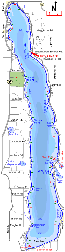Map of Torch Lake